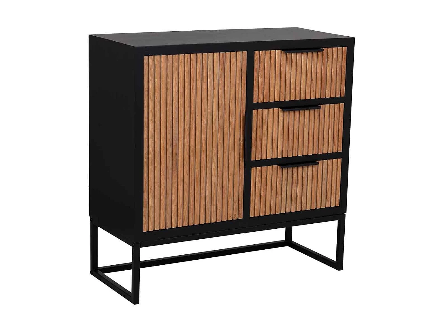 Buffet avec 1 porte et 3 tiroirs en bois et métal 80x34x80h cm