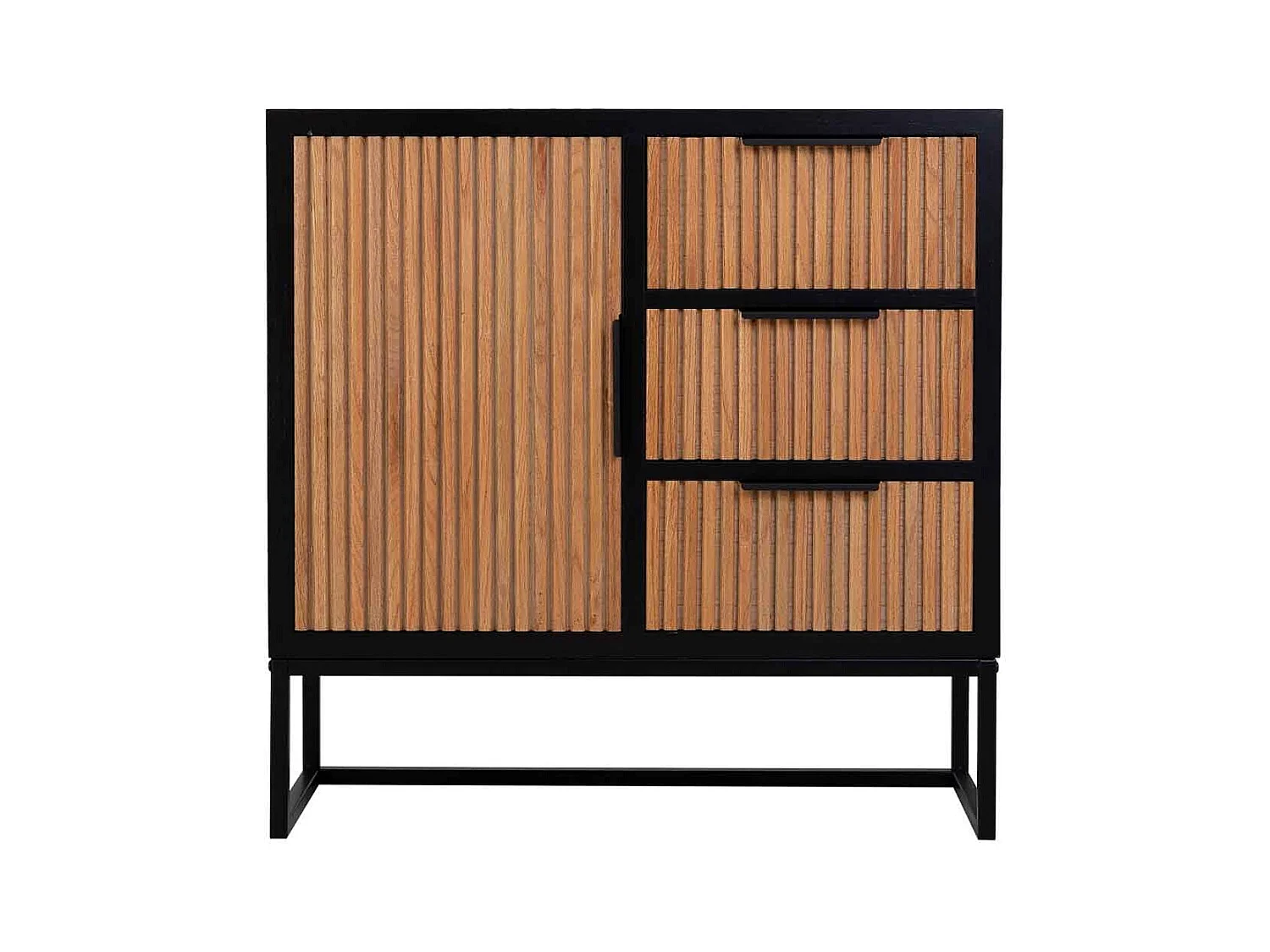 Aparador com 1 porta e 3 gavetas em madeira e metal 80x34x80h cm