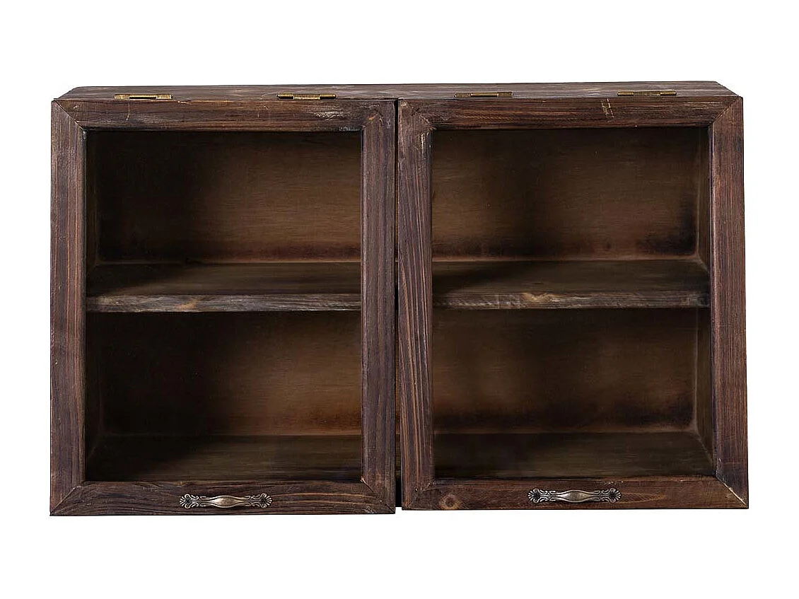 Vitrine en bois avec 2 portes vitrées et 1 étagère 60x25x35h cm