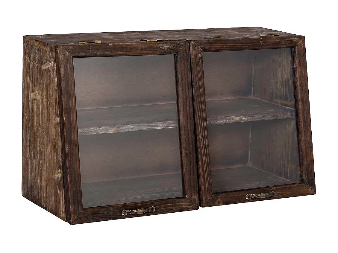 Vitrine en bois avec 2 portes vitrées et 1 étagère 60x25x35h cm