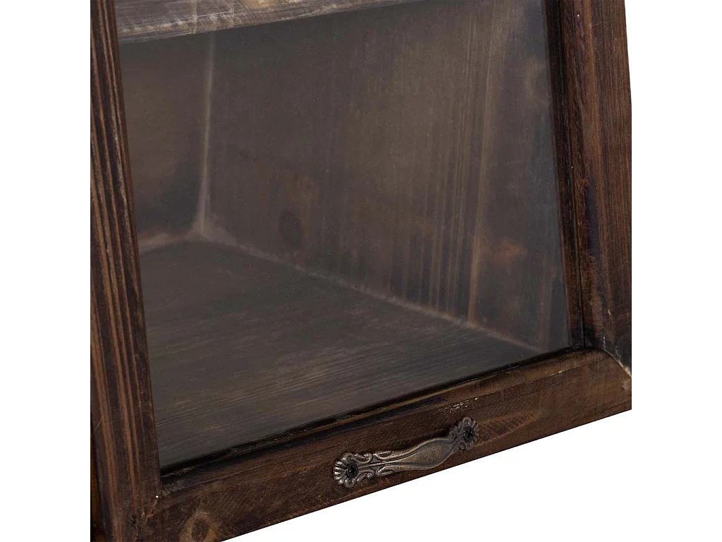 Vitrine en bois avec 2 portes vitrées et 1 étagère 60x25x35h cm