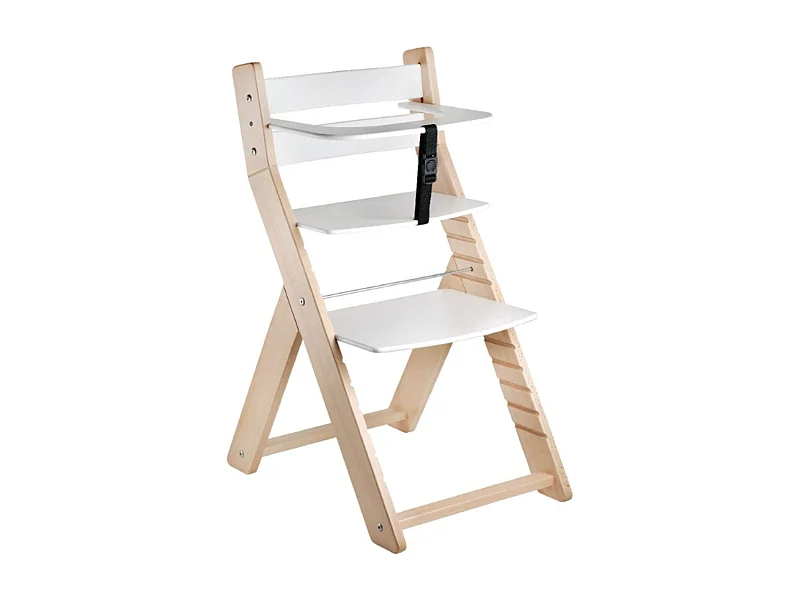 Silla alta infantil LUCA natural y blanca