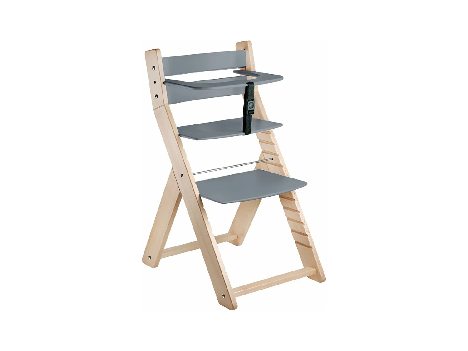 Chaise haute évolutive LUCA naturel et gris