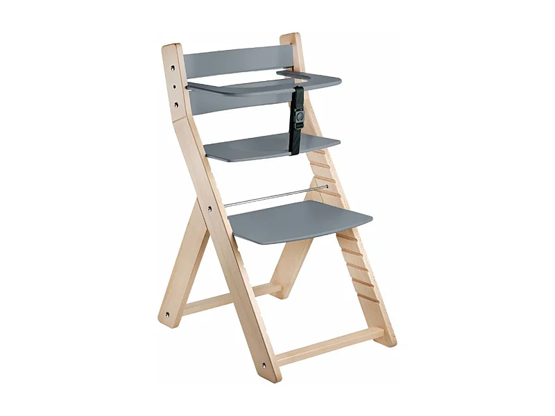 Chaise haute évolutive LUCA naturel et gris
