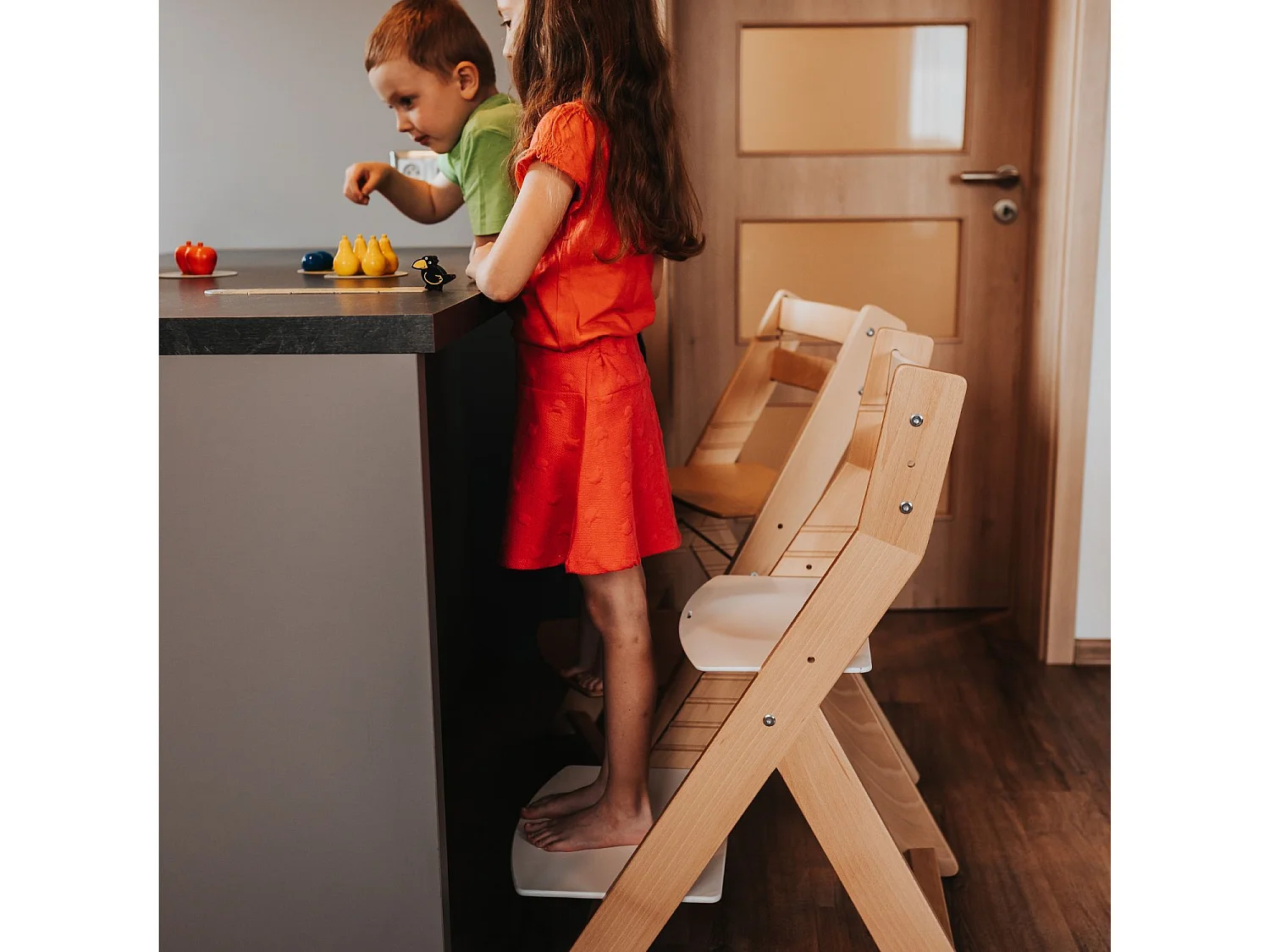 Chaise haute enfant SANDY naturel et gris