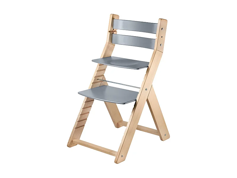 Chaise haute enfant SANDY naturel et gris