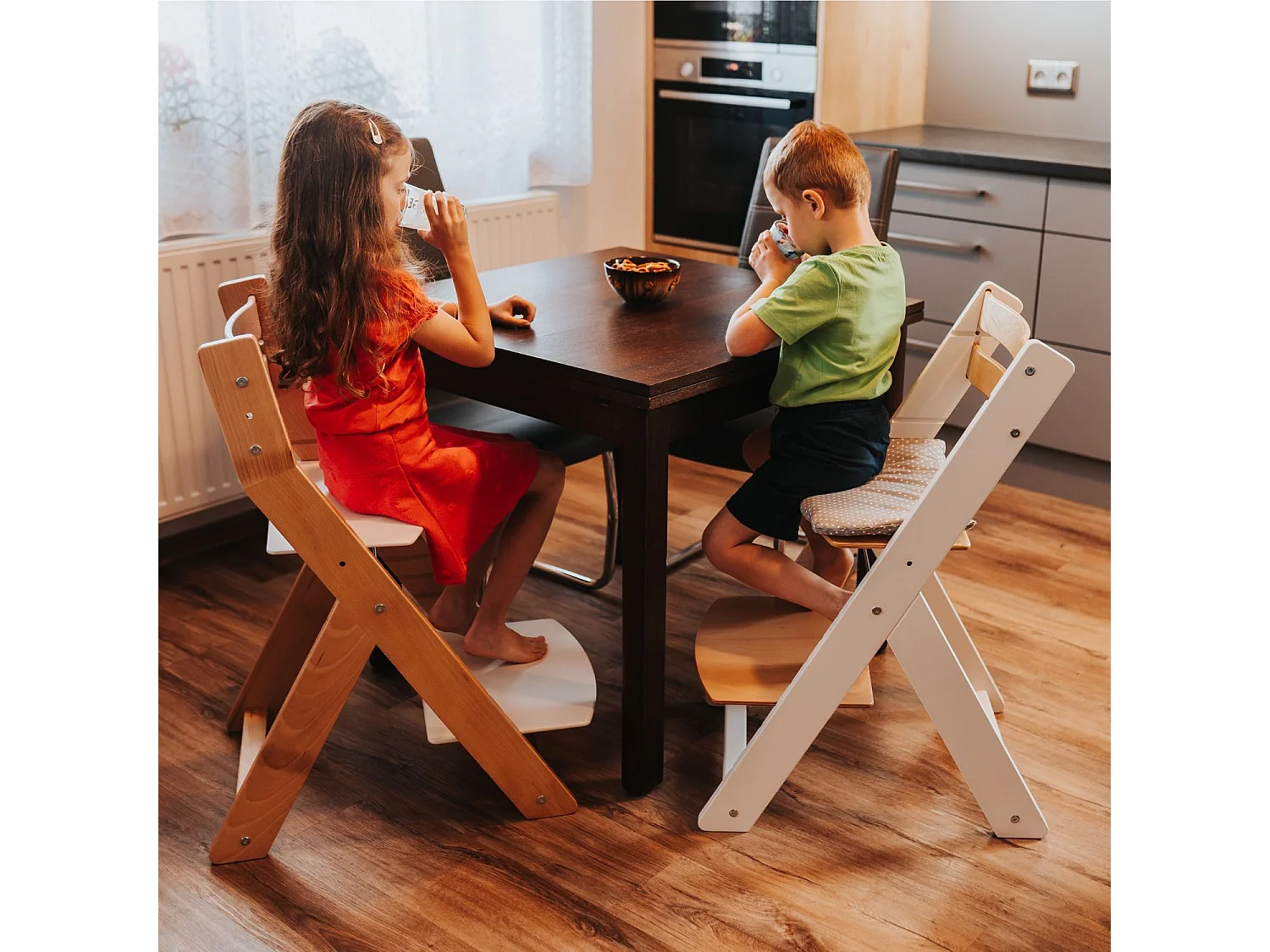 Chaise haute enfant SANDY blanc et verni