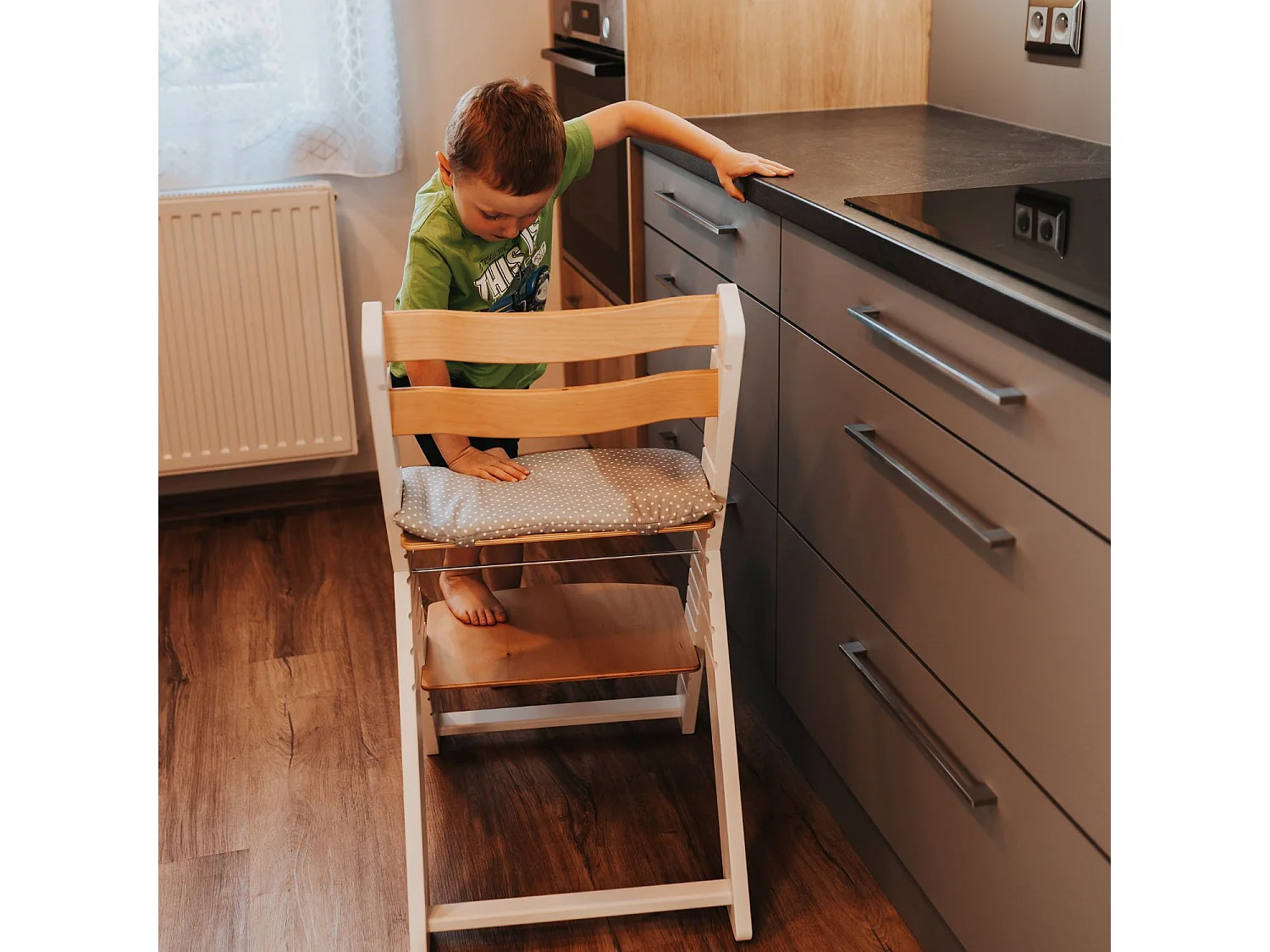 Chaise haute enfant SANDY blanc et verni