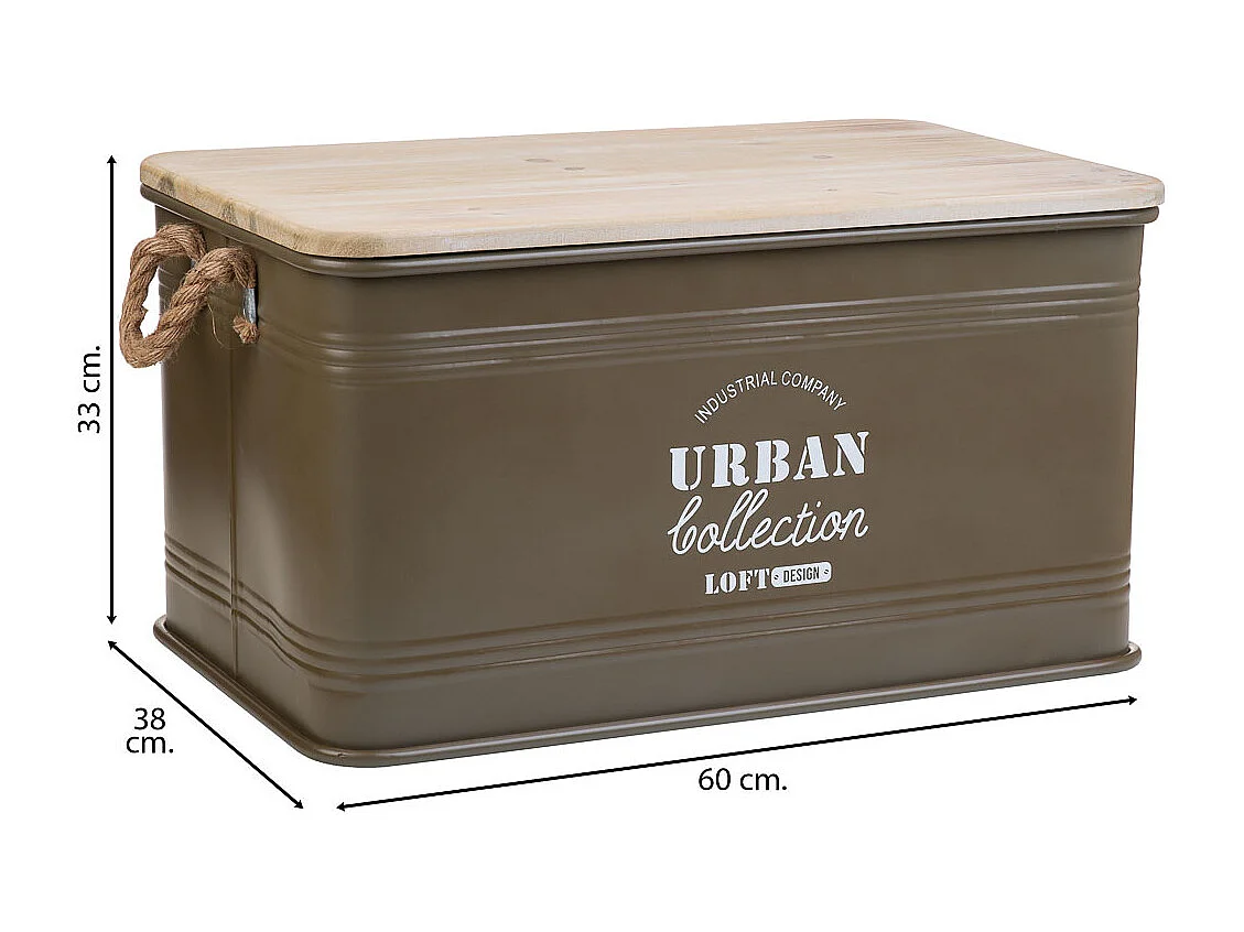 Baú de metal verde 60x38x33h cm