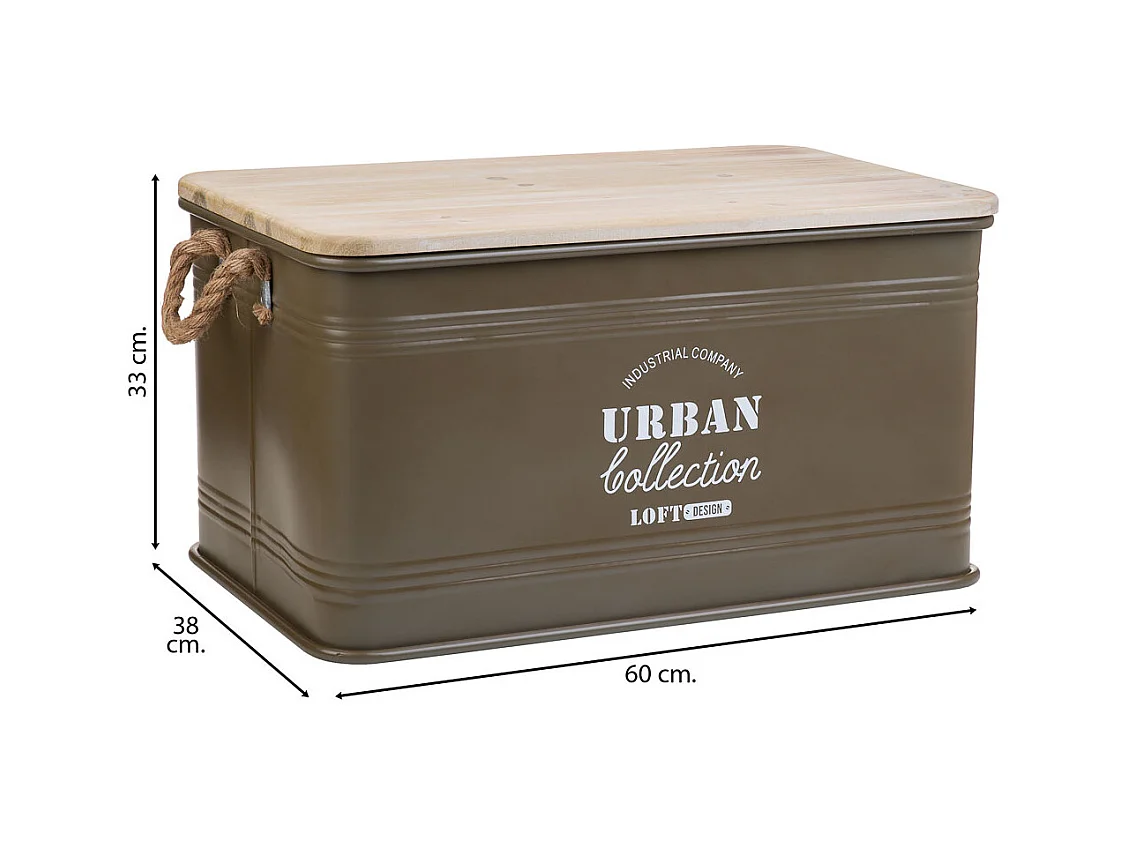 Baúl de metal verde 60x38x33h cm