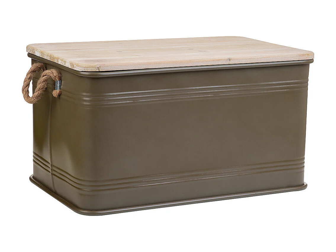 Baú de metal verde 60x38x33h cm