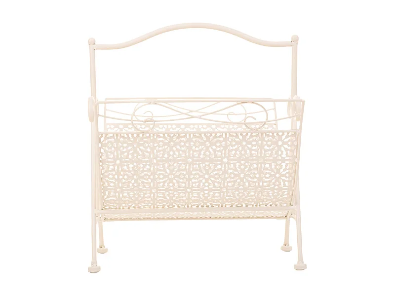 Porte-revues en fer forgé blanc 36x33x38h cm