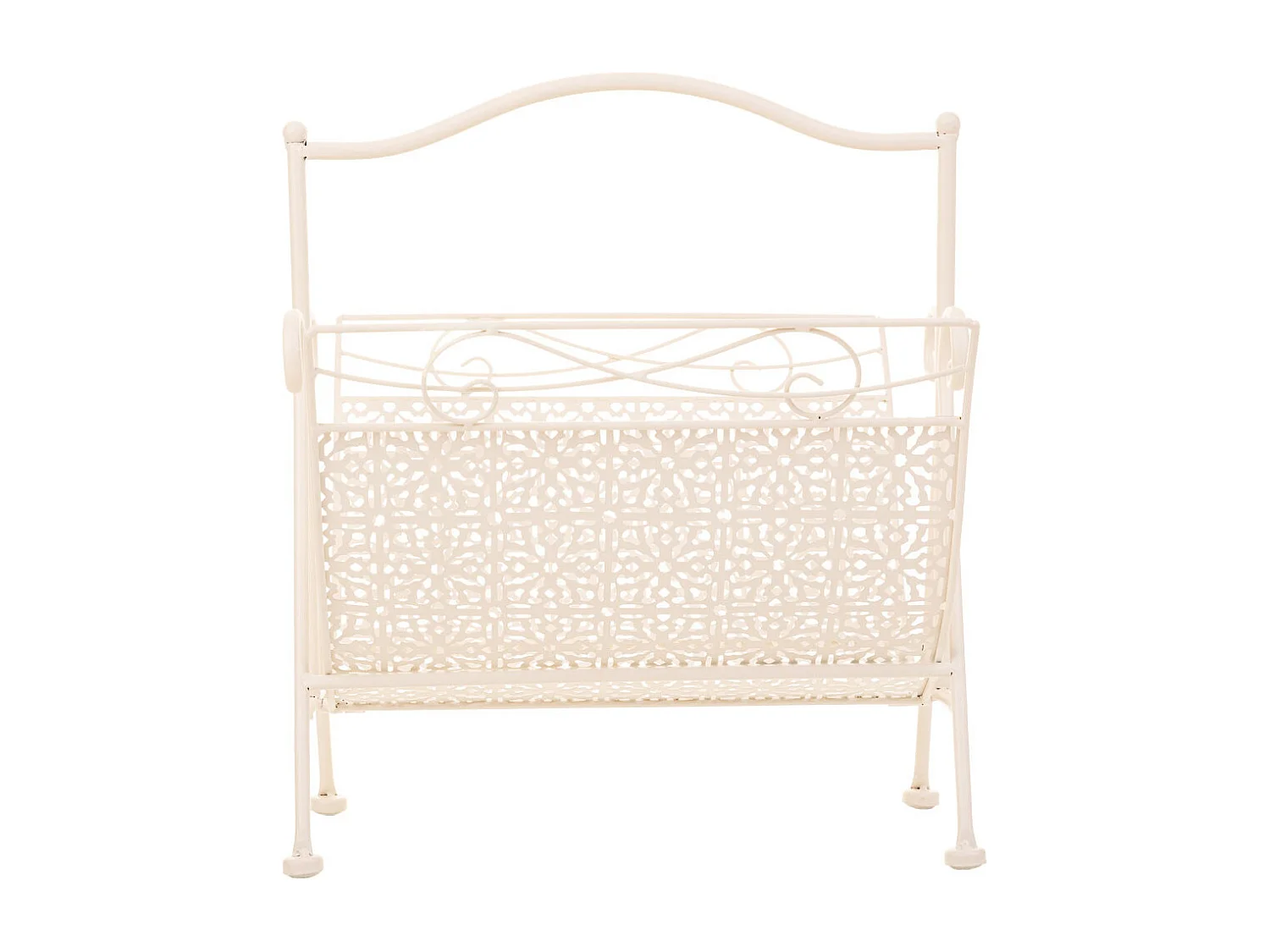 Porte-revues en fer forgé blanc 36x33x38h cm