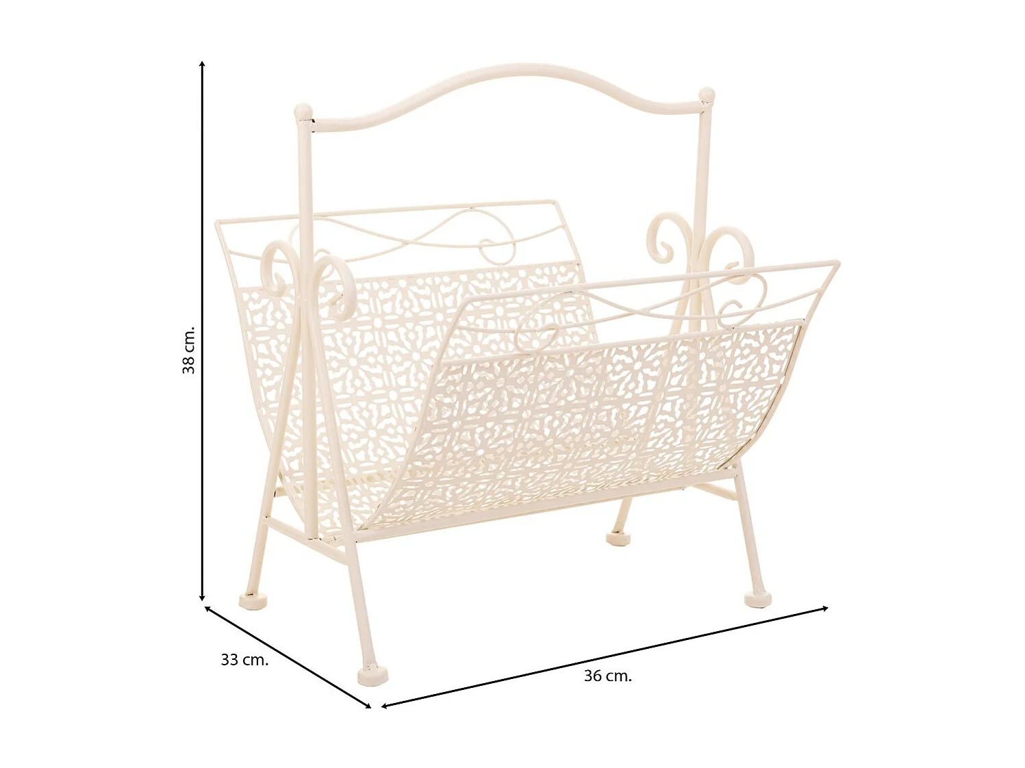 Porte-revues en fer forgé blanc 36x33x38h cm
