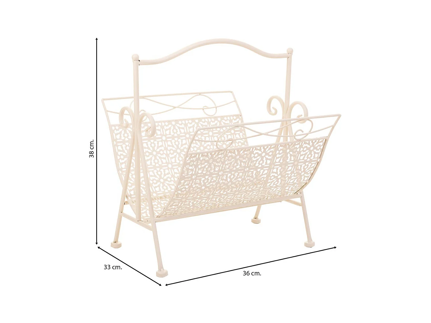 Revistero de forja blanco 36x33x38h cm