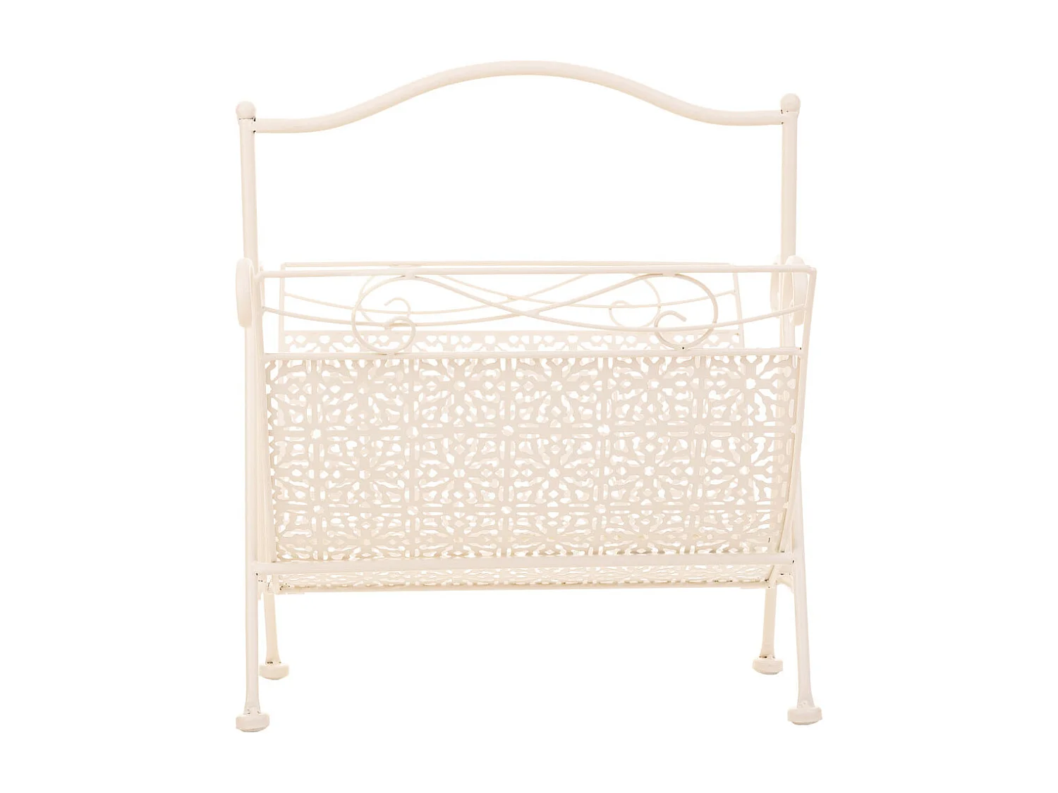 Weißer Zeitschriftenständer aus Schmiedeeisen 36x33x38h cm