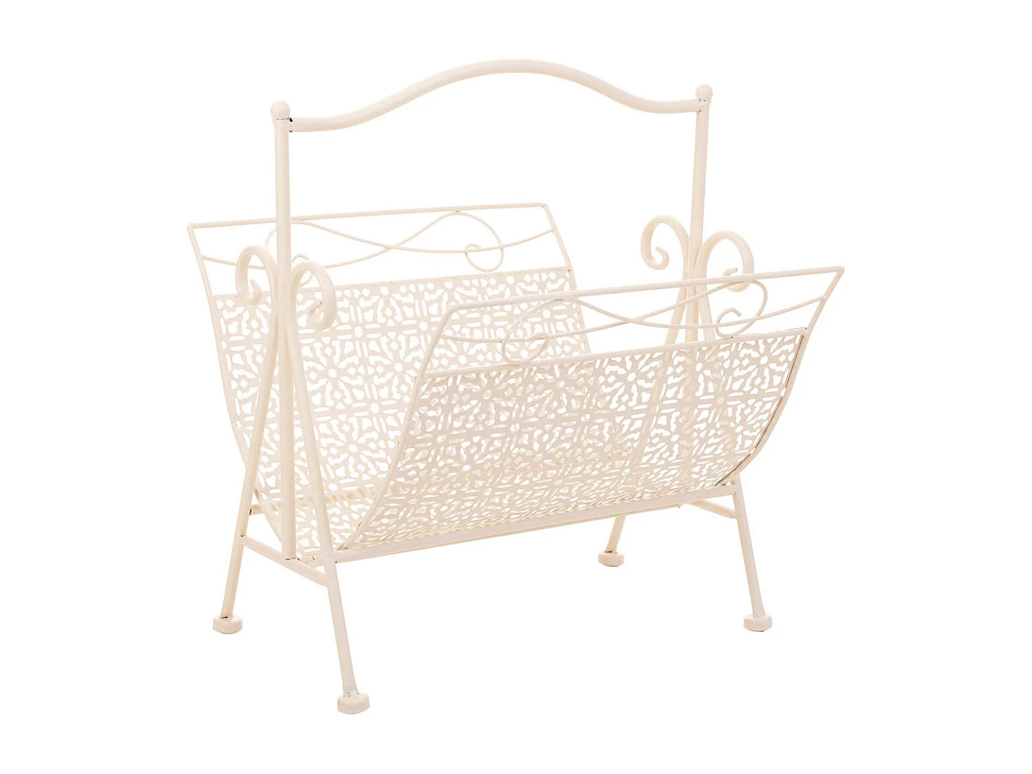 Weißer Zeitschriftenständer aus Schmiedeeisen 36x33x38h cm