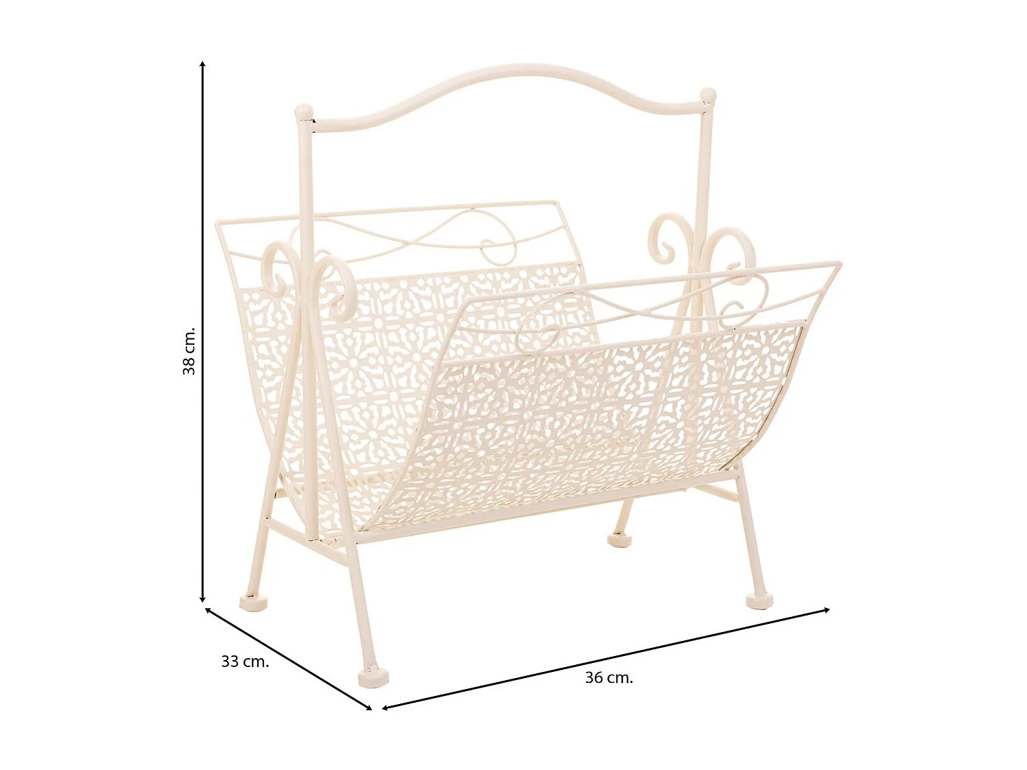 Weißer Zeitschriftenständer aus Schmiedeeisen 36x33x38h cm