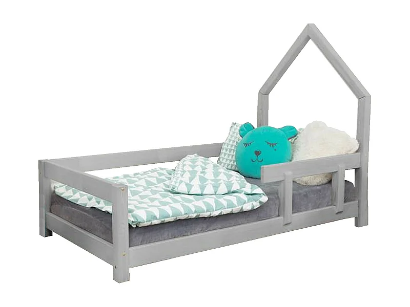 Lit cabane enfant POPPI 90 x 200 gris clair 1