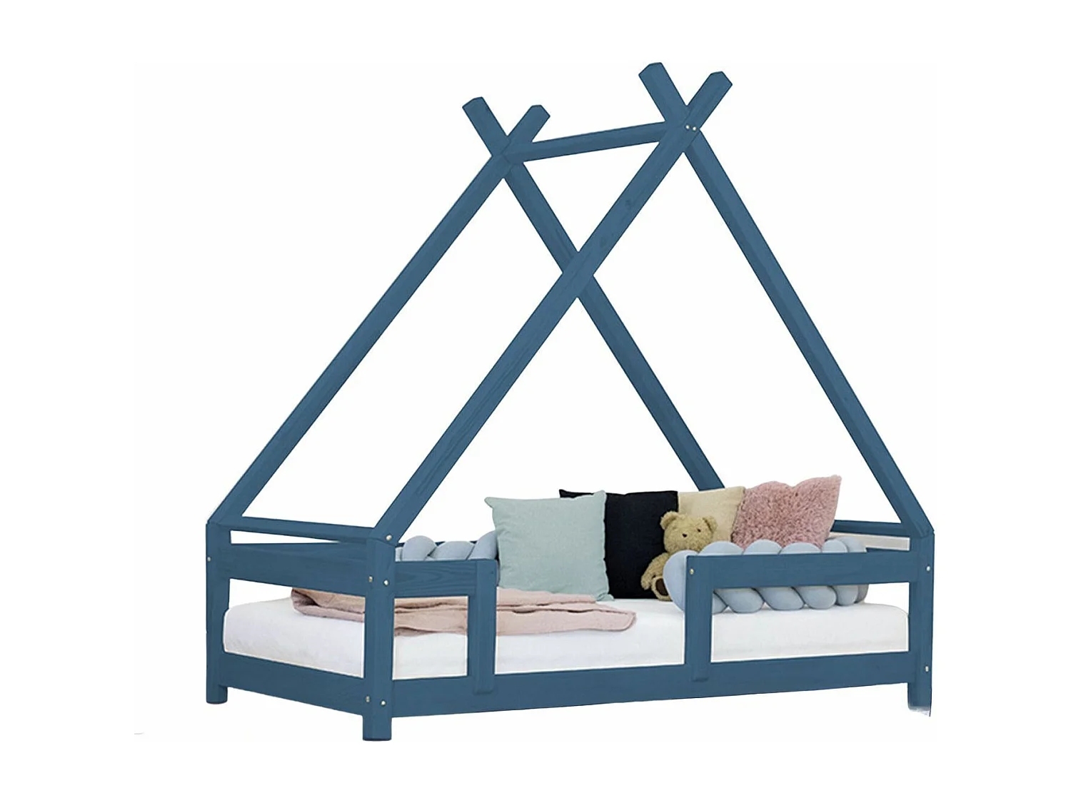 Lit cabane enfant TAHUKA 140 x 200 bleu marine