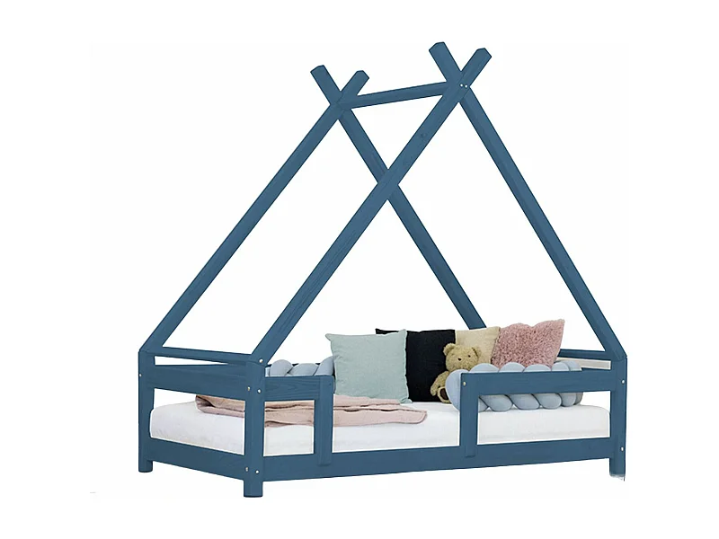 Lit cabane enfant TAHUKA 140 x 200 bleu marine