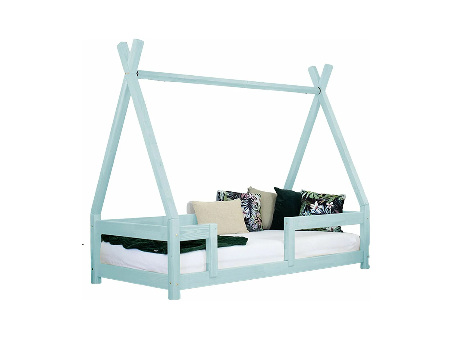 Lit cabane enfant NAKANA 90 x 190 bleu clair