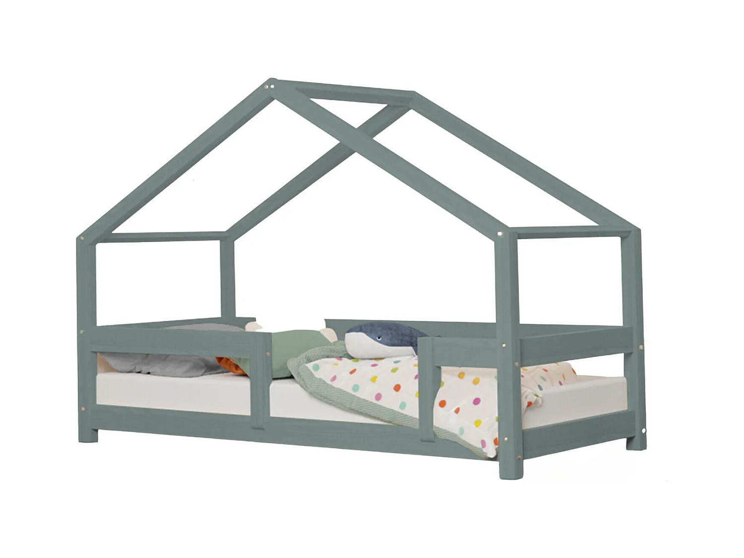 Lit cabane enfant LUCKY 90 x 190 vert sauge