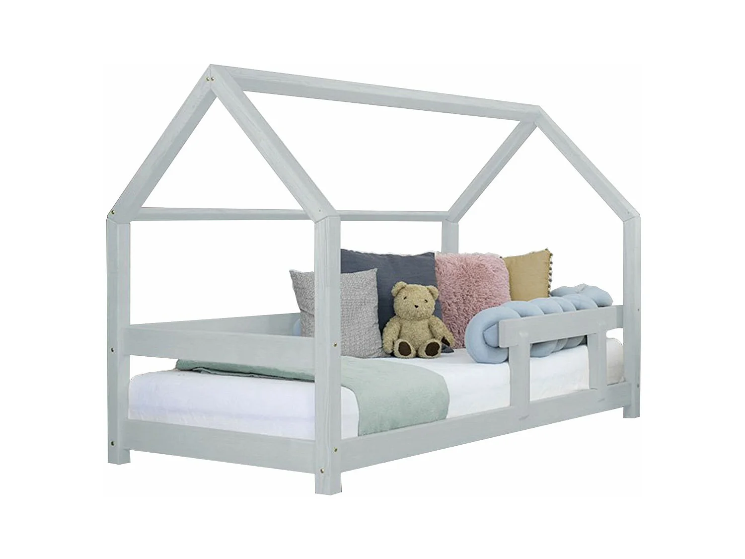 Lit cabane enfant TERY 70 x 160 gris clair