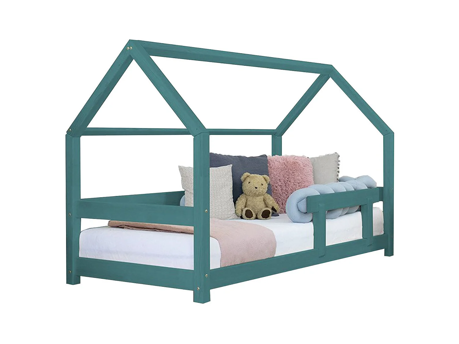 Lit cabane enfant TERY 120 x 200 vert pétrole