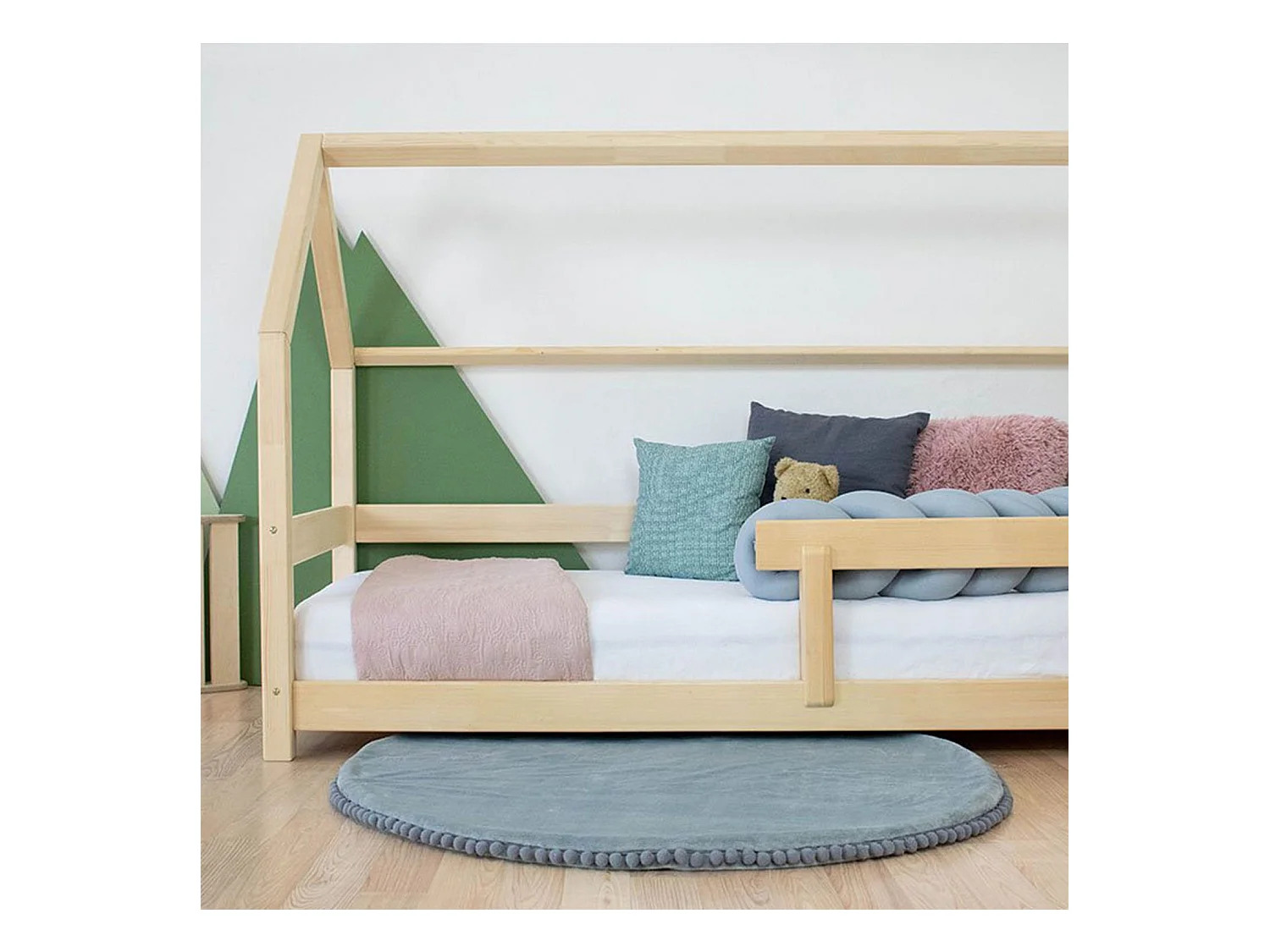 Lit cabane enfant TERY 120 x 200 vert pétrole