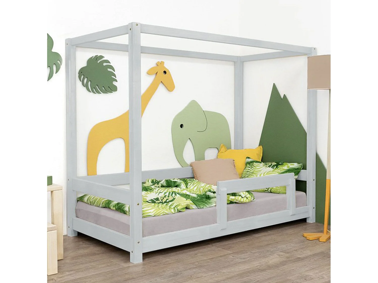 Lit cabane enfant BUNKY 120 x 180 gris clair