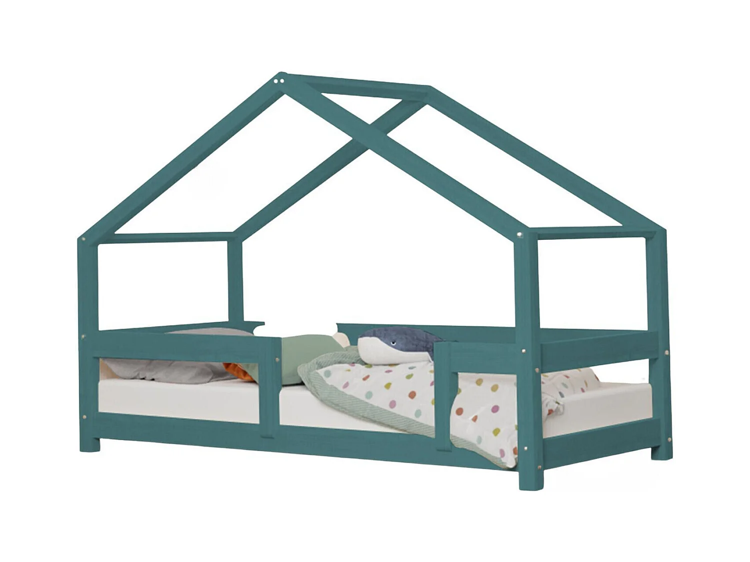 Lit cabane enfant LUCKY 70 x 160 vert pétrole