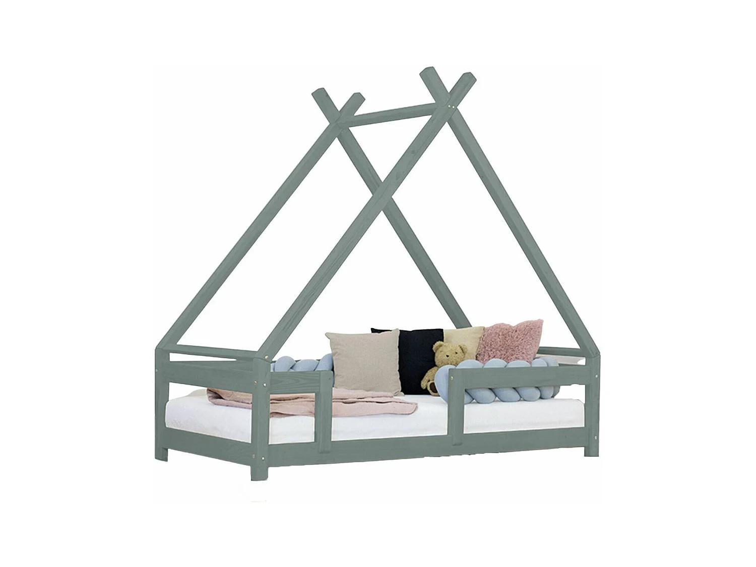 Lit cabane enfant TAHUKA 90 x 180 vert sauge