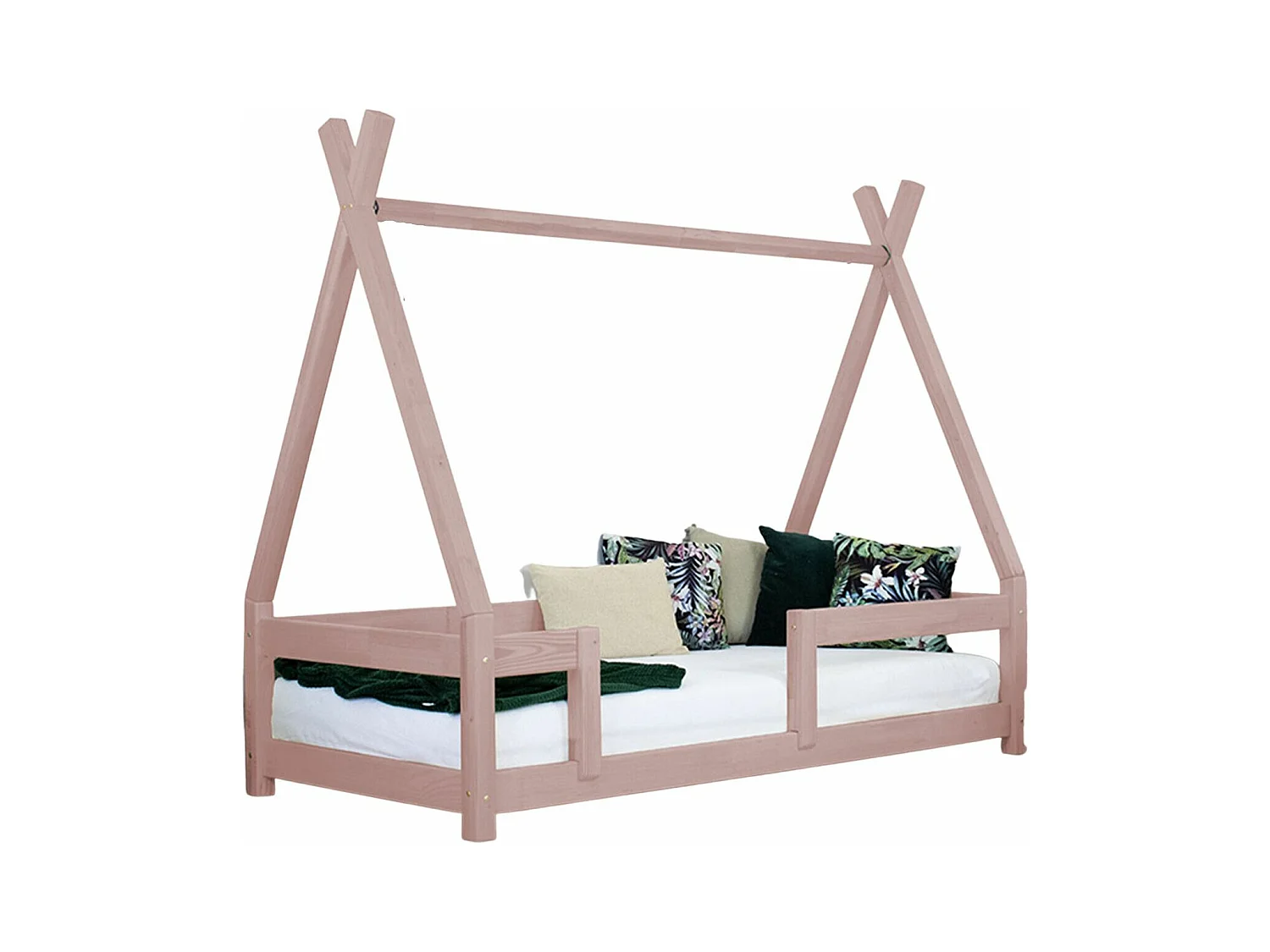 Lit cabane enfant NAKANA 90 x 200 rose pastel