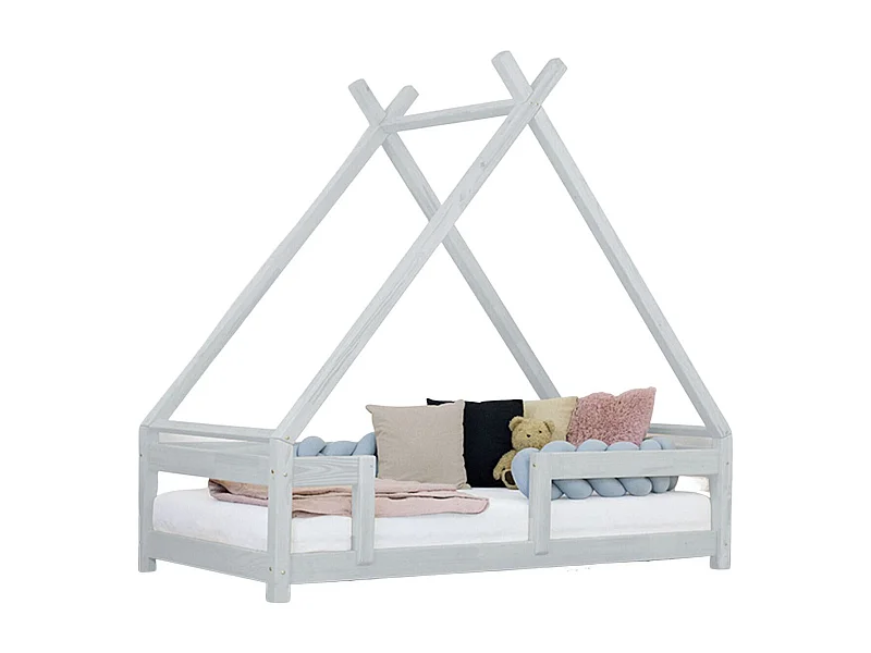 Lit cabane enfant TAHUKA 80 x 180 gris clair