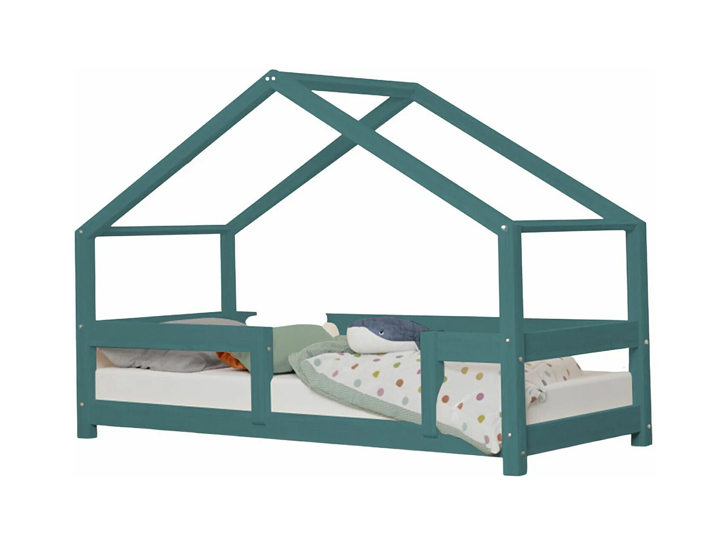 Lit cabane enfant LUCKY 120 x 200 vert pétrole