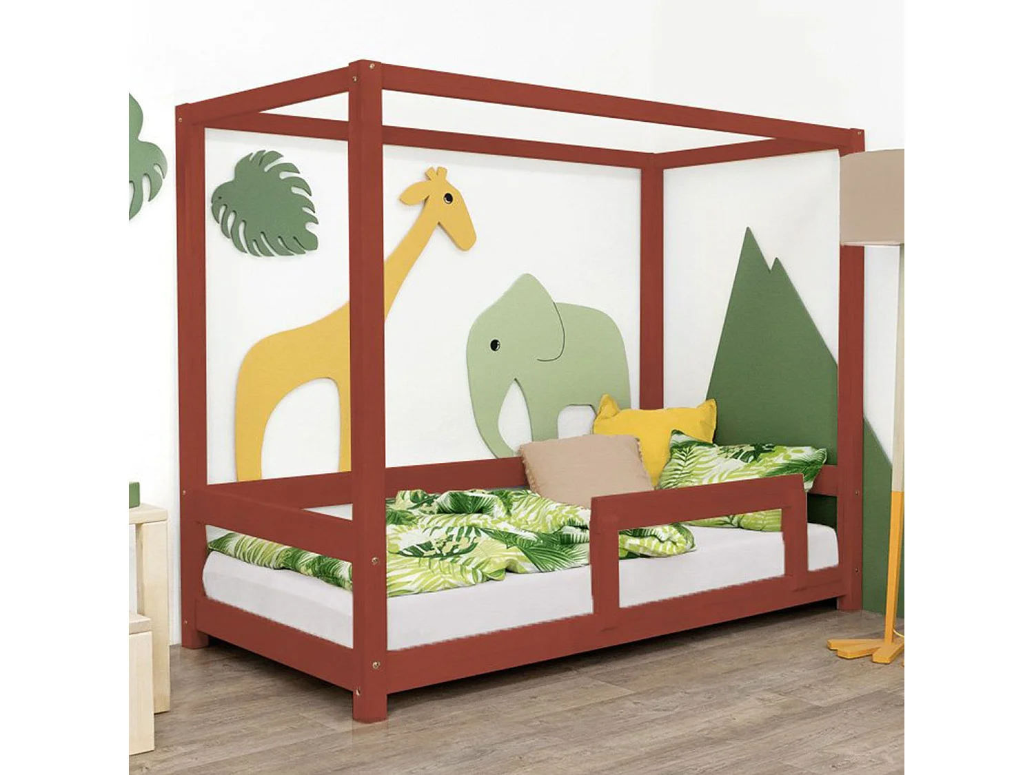 Lit cabane enfant BUNKY 120 x 190 rouge brique