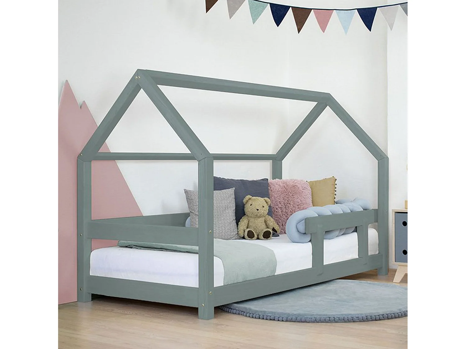 Lit cabane enfant TERY 120 x 200 vert sauge
