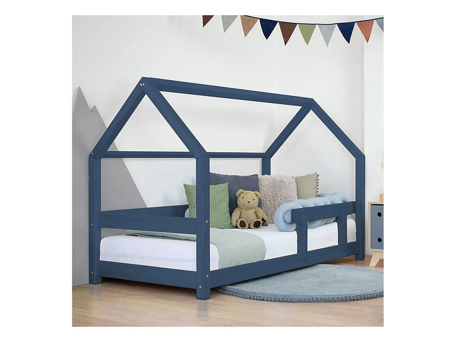 Lit cabane enfant TERY 120 x 180 bleu marine