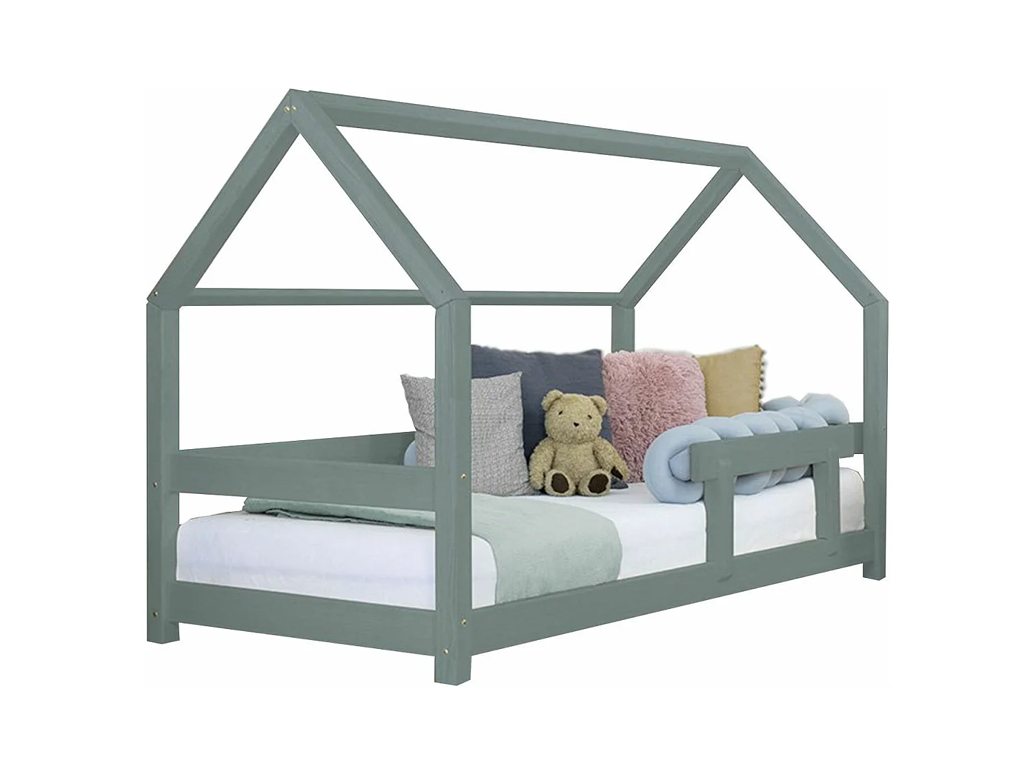 Lit cabane enfant TERY 80 x 160 vert sauge