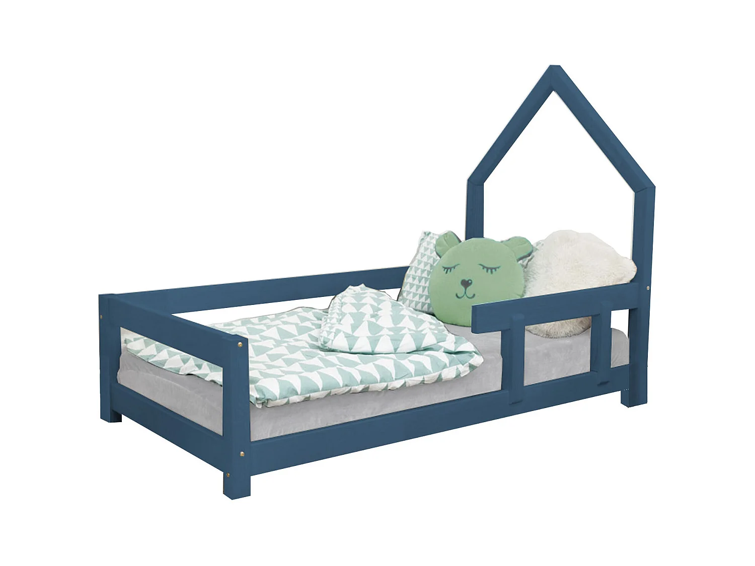 Lit cabane enfant POPPI 140 x 200 bleu marine 1