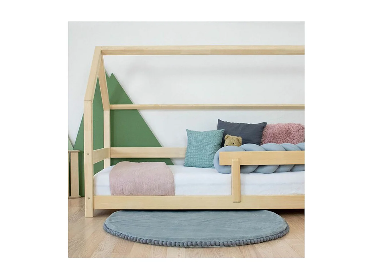 Lit cabane enfant TERY 90 x 160 gris clair