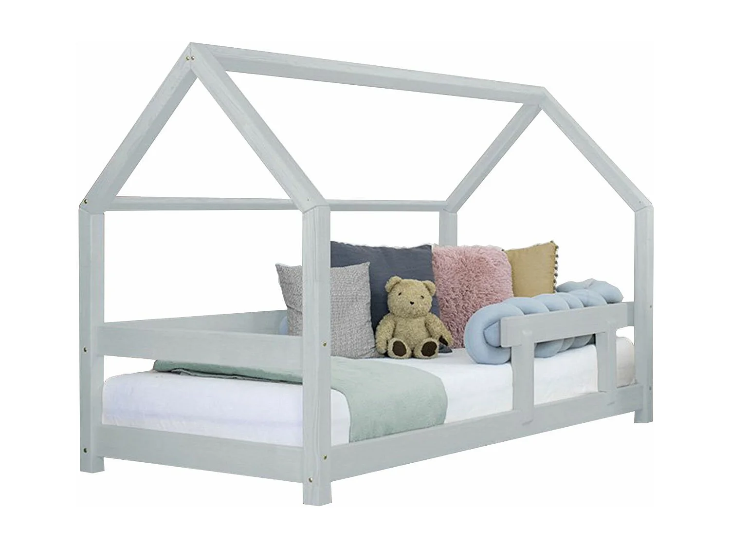 Lit cabane enfant TERY 90 x 160 gris clair