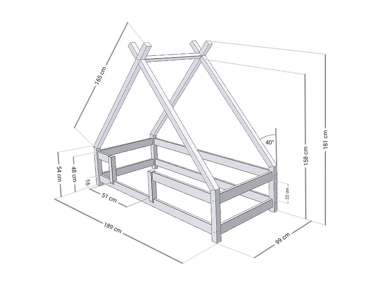 TAHUKA kinderbed 90 x 180 baksteenrood