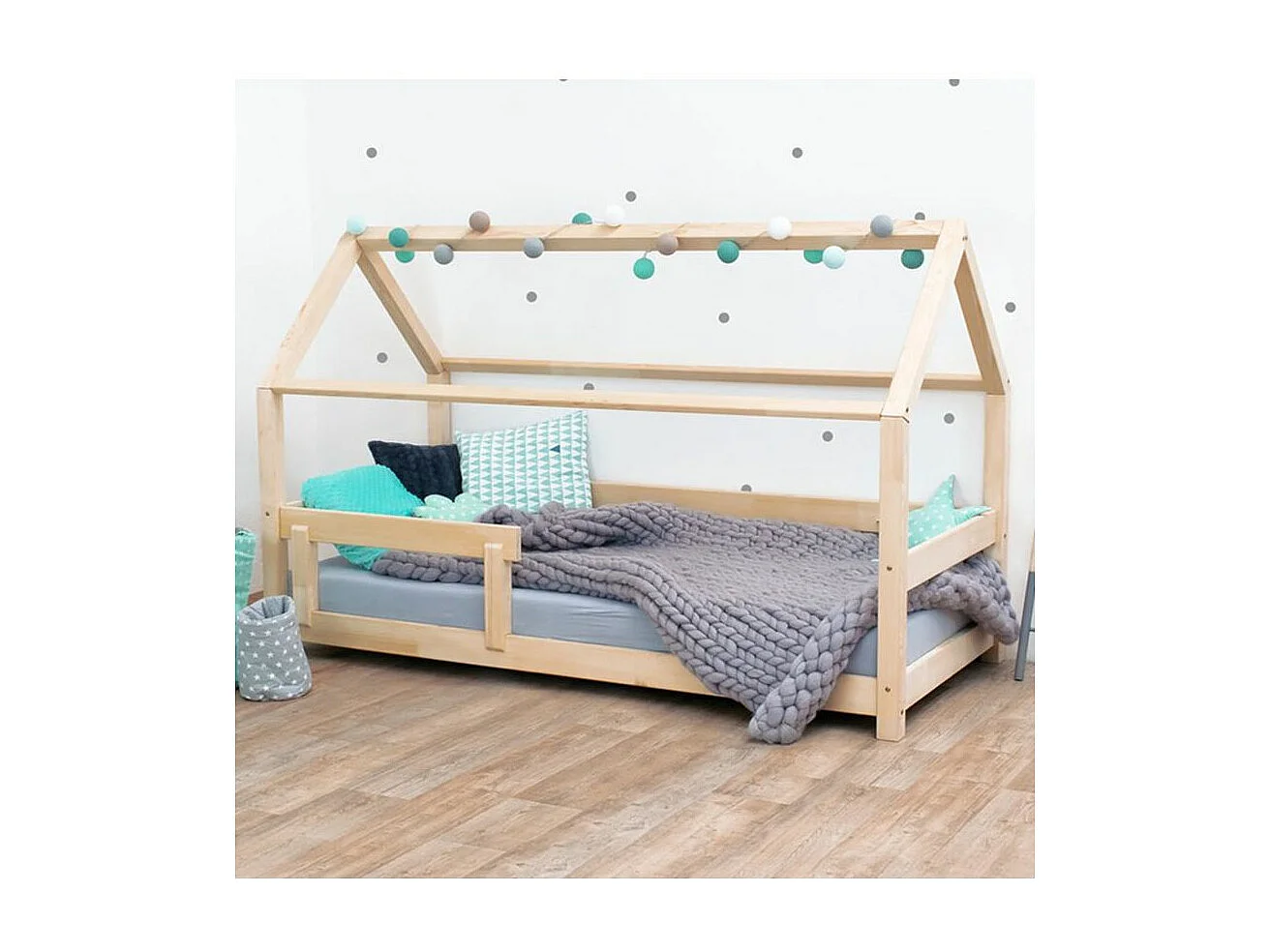 Lit cabane enfant TERY 90 x 190 rose pastel