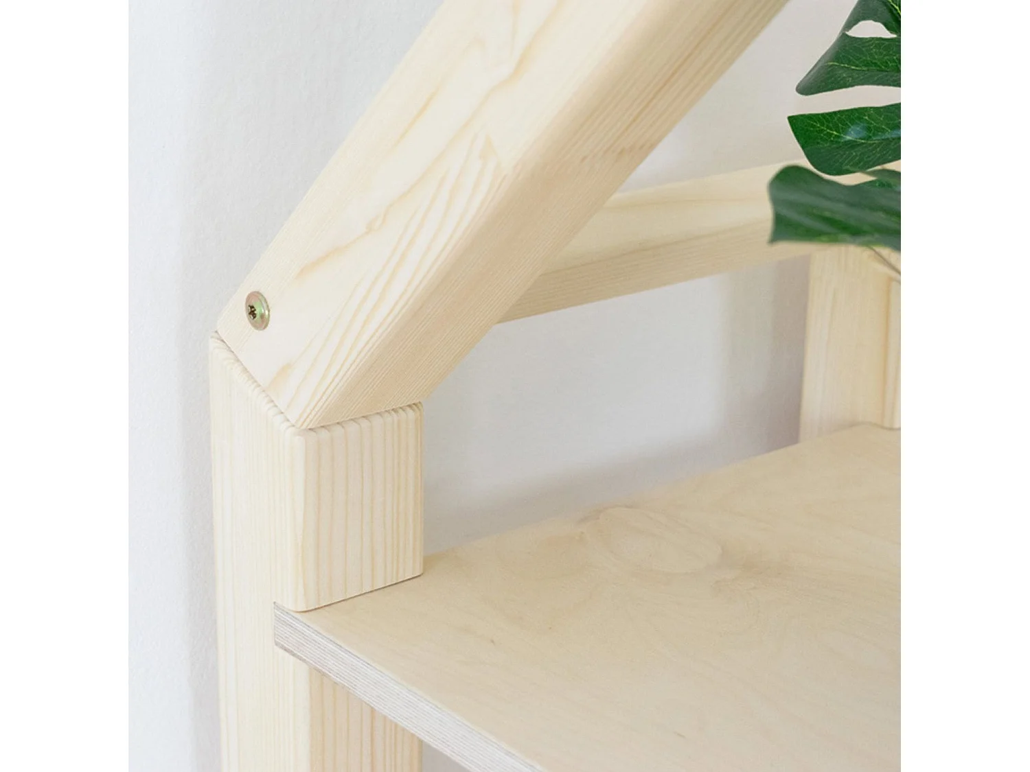 Kajuitbed met plank 90 x 200 naturel en grijs