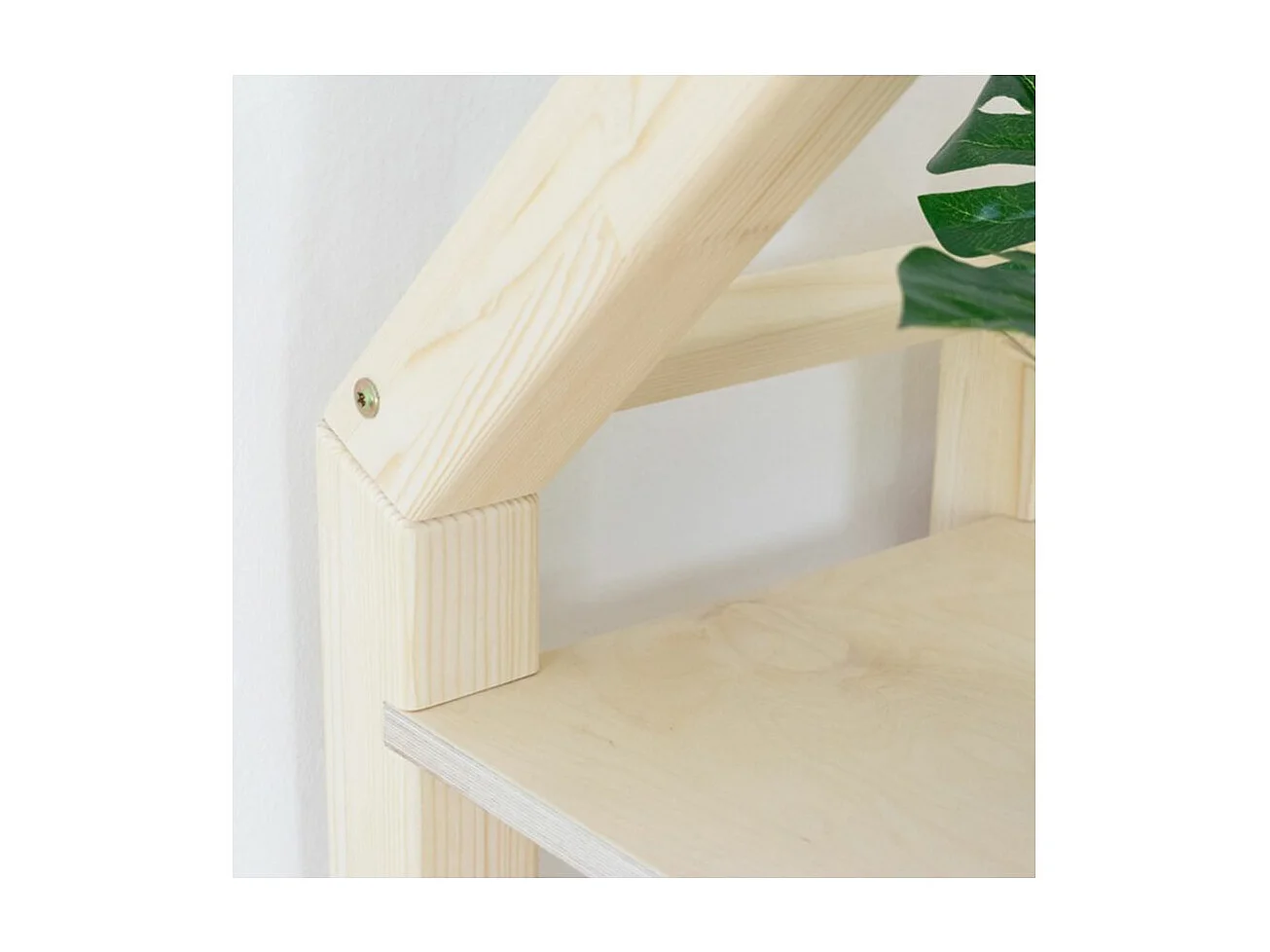 Lit cabane avec étagère 80 x 180 verni