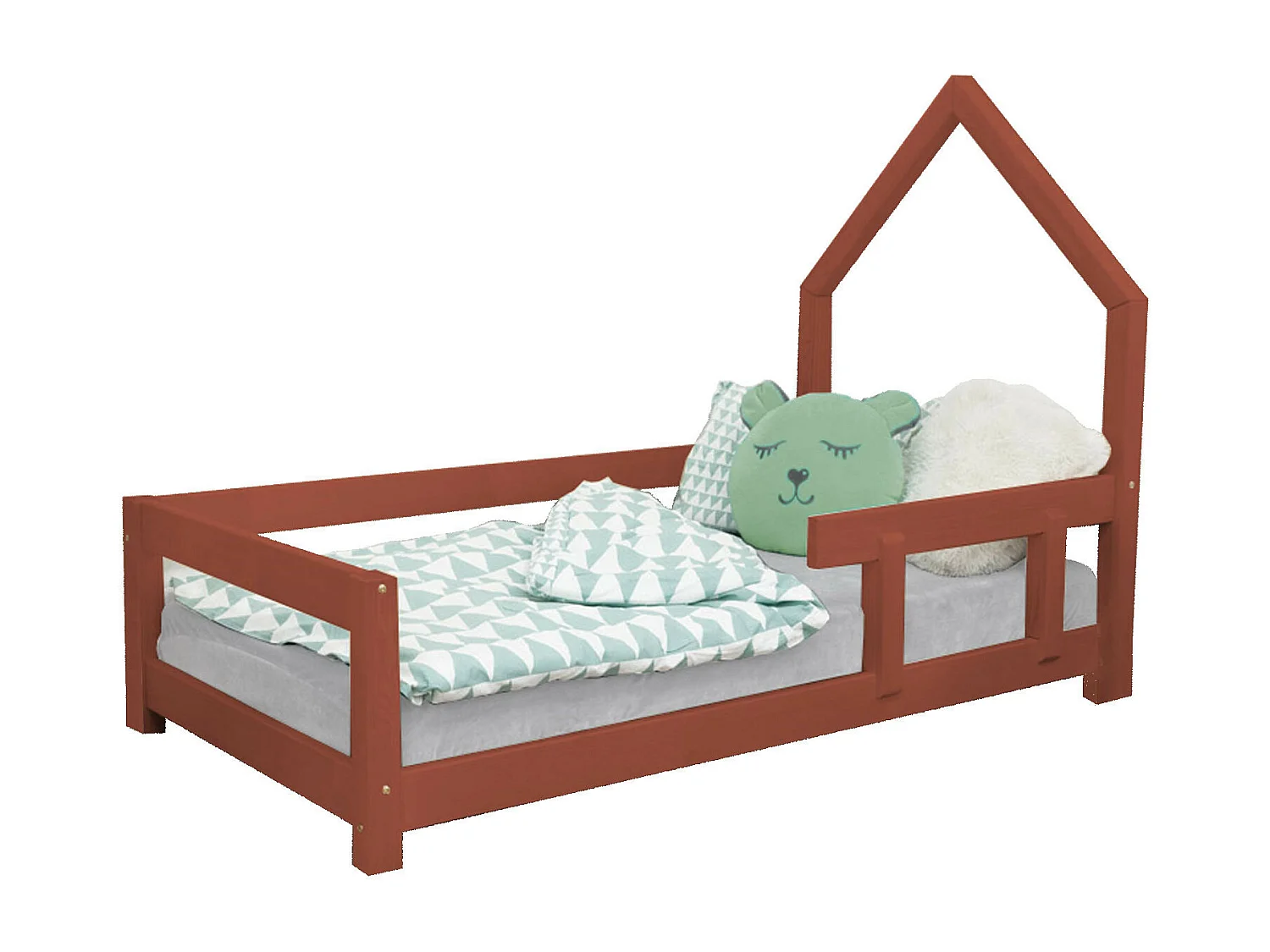 Lit cabane enfant POPPI 120 x 200 rouge brique 1