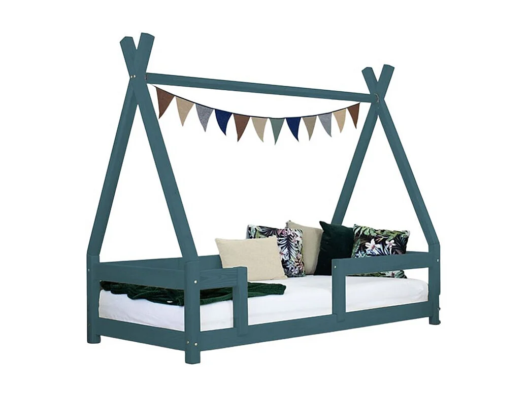 Lit cabane enfant NAKANA 90 x 180 vert pétrole