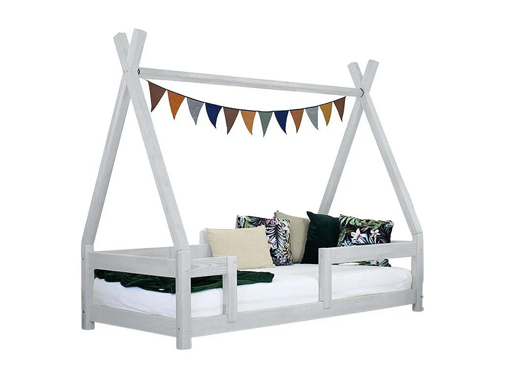 Lit cabane enfant NAKANA 90 x 160 gris clair